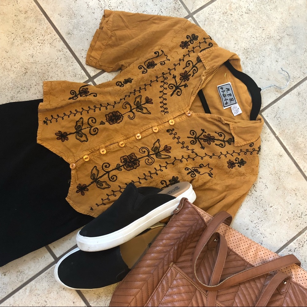 Embroidered Button Up Blouse